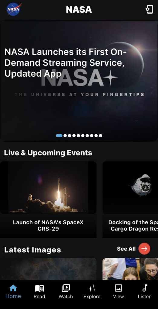 Nasa+ app