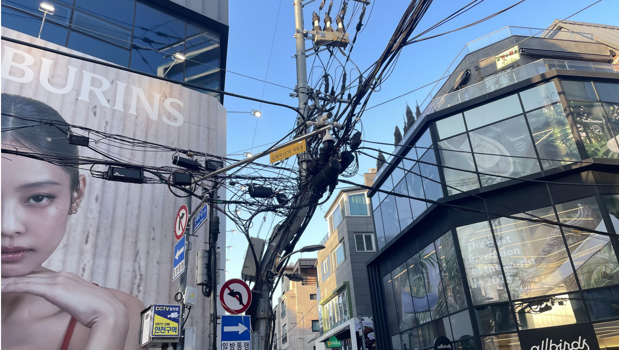 War on Utility Pole Wires Covering South Korean City
