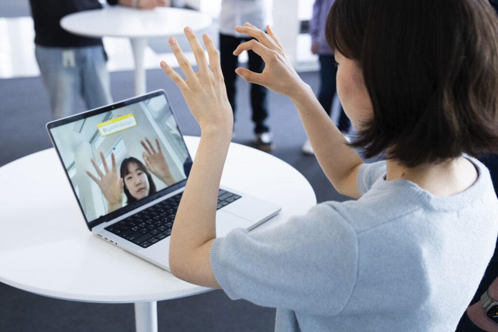 Lee Shin-won tests her app Melody at Apple Park in June 2024