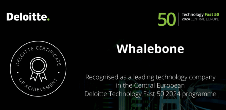 Whalebone ranks third straight year among Central Europe’s 50 fastest-growing companies