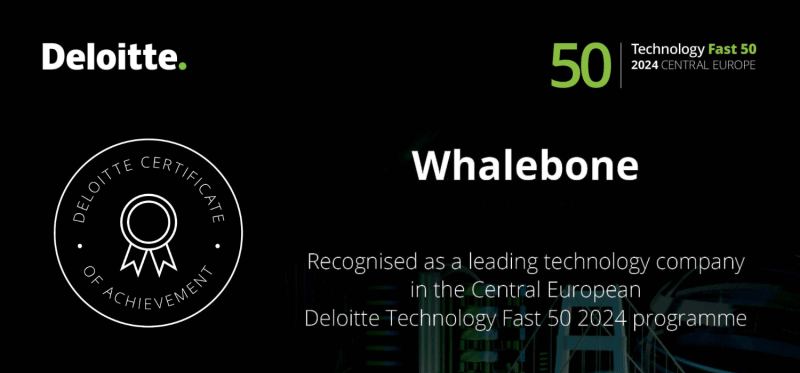 Whalebone ranks third straight year among Central Europe’s 50 fastest-growing companies